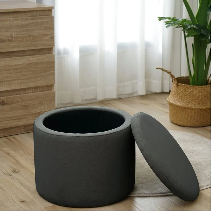 SVITA Hocker AMBER, Mit Stauraum, Sitzhocker, mit abnehmbarem Deckel, Ø 44 cm – Bild 2