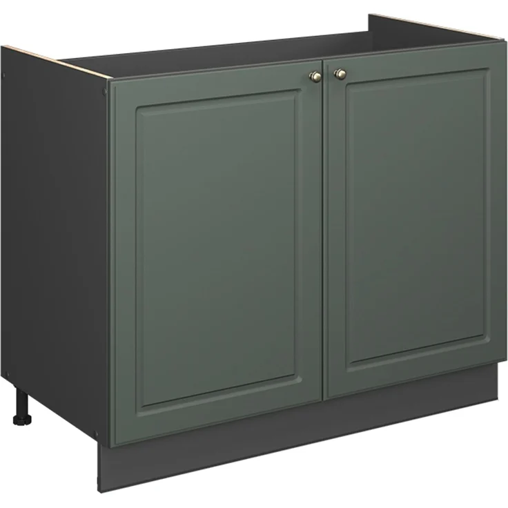 Spülenunterschrank Fame-Line Grün-Gold Landhaus/Anthrazit 100 cm ohne Arbeitsplatte Vicco – Bild 1