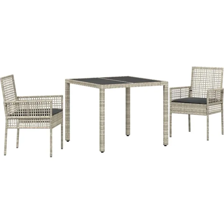 vidaXL Garten Essgruppe 3 pcs Hellgrau Poly-Rattan 3334895