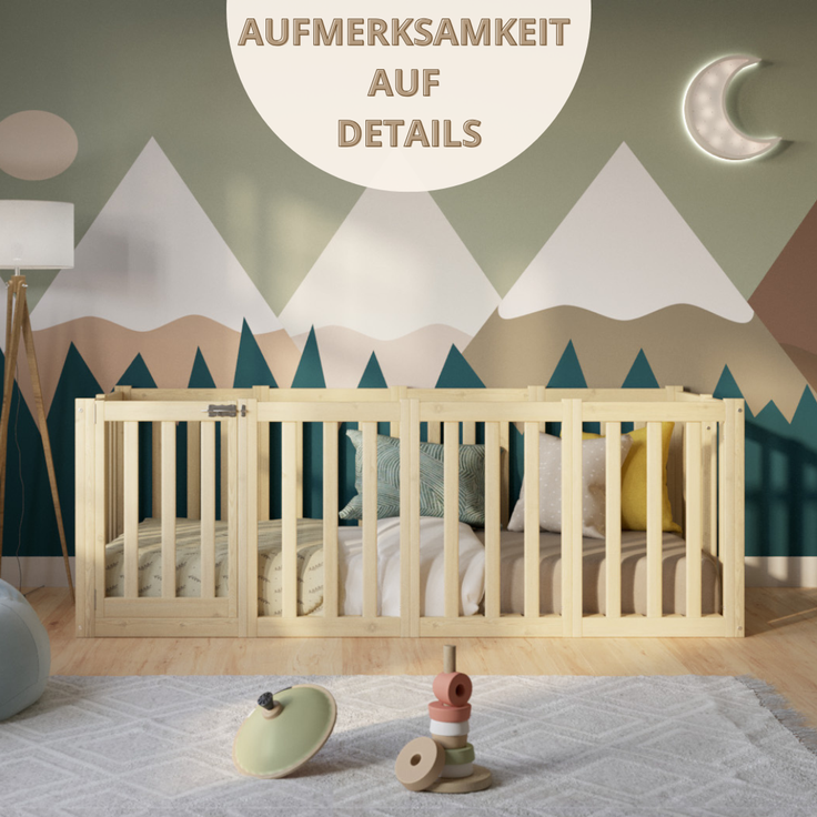 Crazy Pine 'Crazy John' Kinderbett mit hohem Rausfallschutz 73 cm, Holz, Natur, 120x200 cm – Bild 8