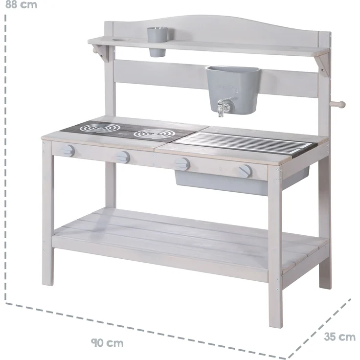 roba Spielküche Outdoor - inkl. Küchenzubehör - HxBxT: ca. 88 x 90 x 35 cm - Grau – Bild 3