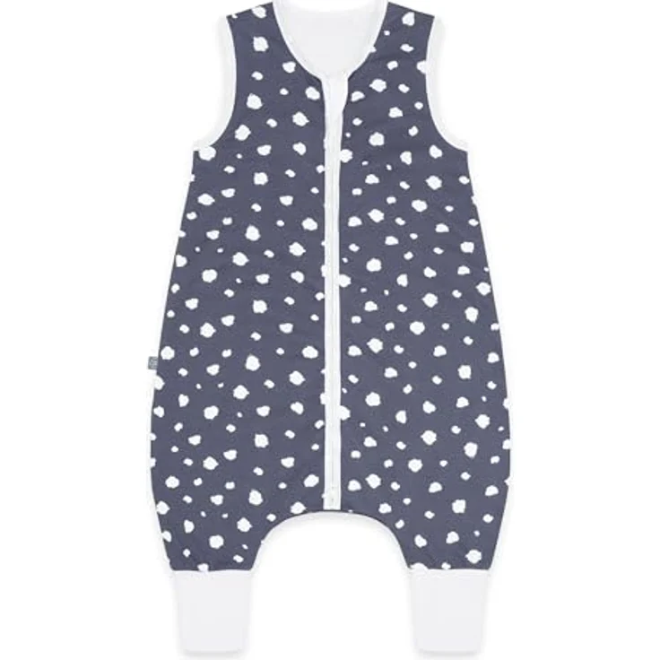 emma & noah Premium Baby Schlafsack mit Füßen Sommer, Bequem & Atmungsaktiv, 100% Bio-Baumwolle, OEKO-TEX Zertifiziert, Flauschig, Bewegungsfreiheit, 1.0 TOG (Punkte Blau, 110 cm) – Bild 2