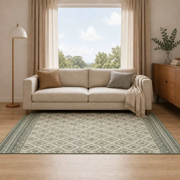 vidaXL Bereichsteppich OLITE Natürlich und Grün 160 x 230 cm PET 42043884 – Bild 3