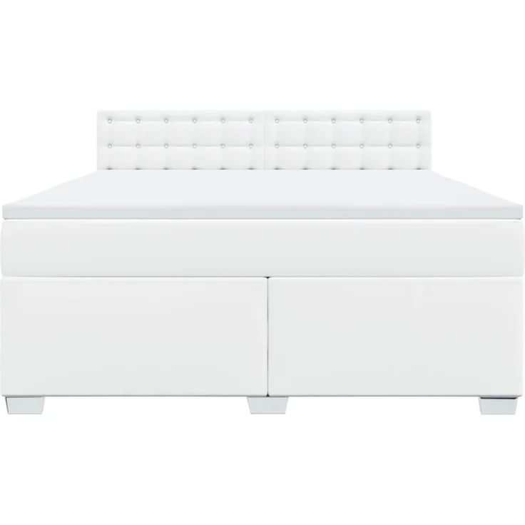 vidaXL Boxspringbett mit Matratze Weiß 180x200 cm Kunstleder 3288433 – Bild 6