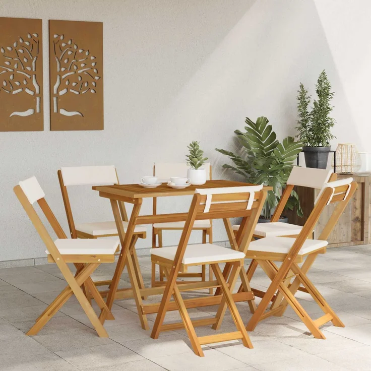 vidaXL Außen Bistro-Stühle 6 stk. Natur und Cremeweiß 3416287 – Bild 3