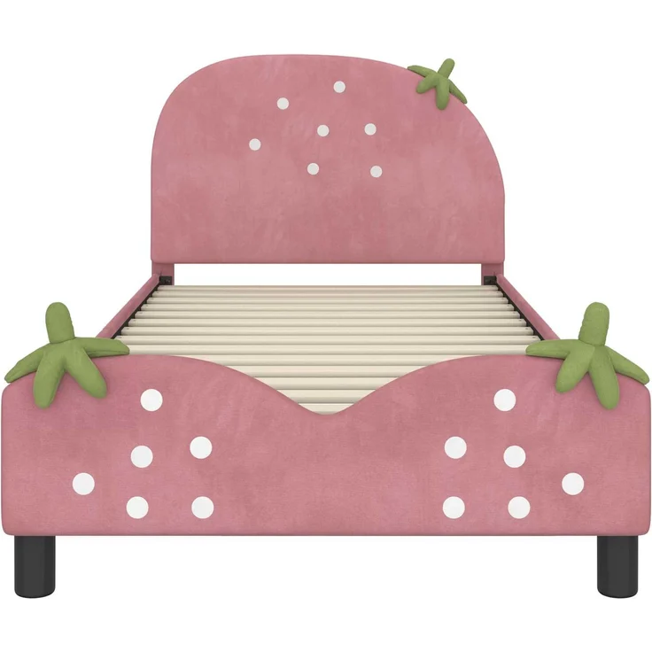 vidaXL Kinderbettgestell mit Kopfteil Rosa 90 x 200 cm Samt 42011078 – Bild 4