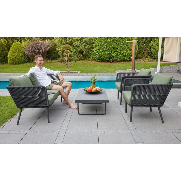 Lounge-Set Saigon, Stahl, Anthrazit, Grün – Bild 2