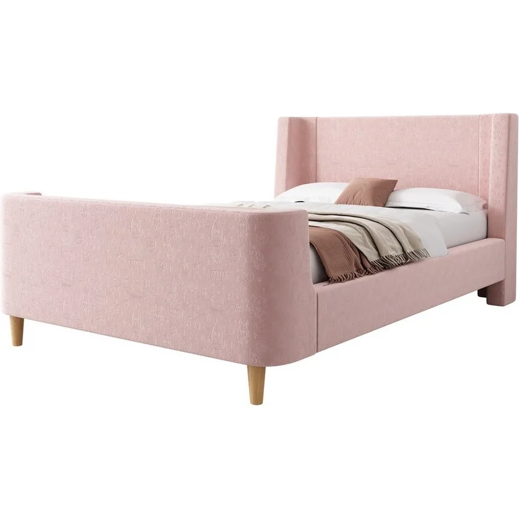 BlingBin Einzelbett (1-tlg, Kinderbett Polsterbett 90 x 200 cm mit kosmischem Muster), Für Jungen & Mädchen, Samt (Ohne Matratze) – Bild 1