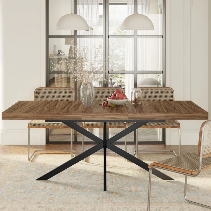 Abrihome Esstisch mit Ausziehfunktion und Stauraum, Braun, 180x80x76 cm – Bild 6