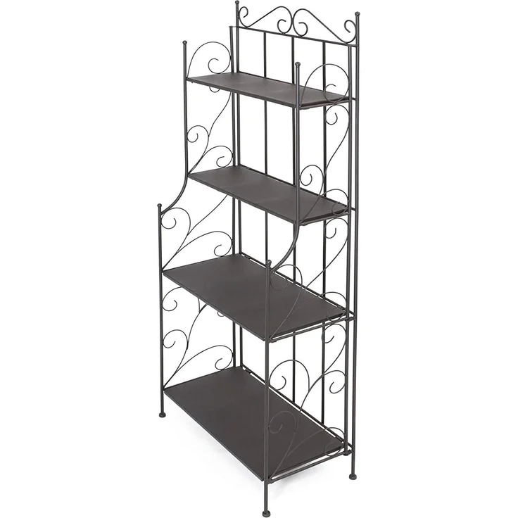 großes Metallregal mit 4 Böden, schwarz, im Antik Design – Bild 5