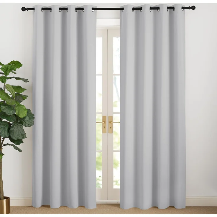 NICETOWN Thermo Vorhänge 200 cm Lang Modern Blickdichte Gardinen mit Ösen 2er Set H200 x B140 cm Hellgrau, Türvorhang Übergardinen für Schlafzimmer Abdunkelnde Vorhänge