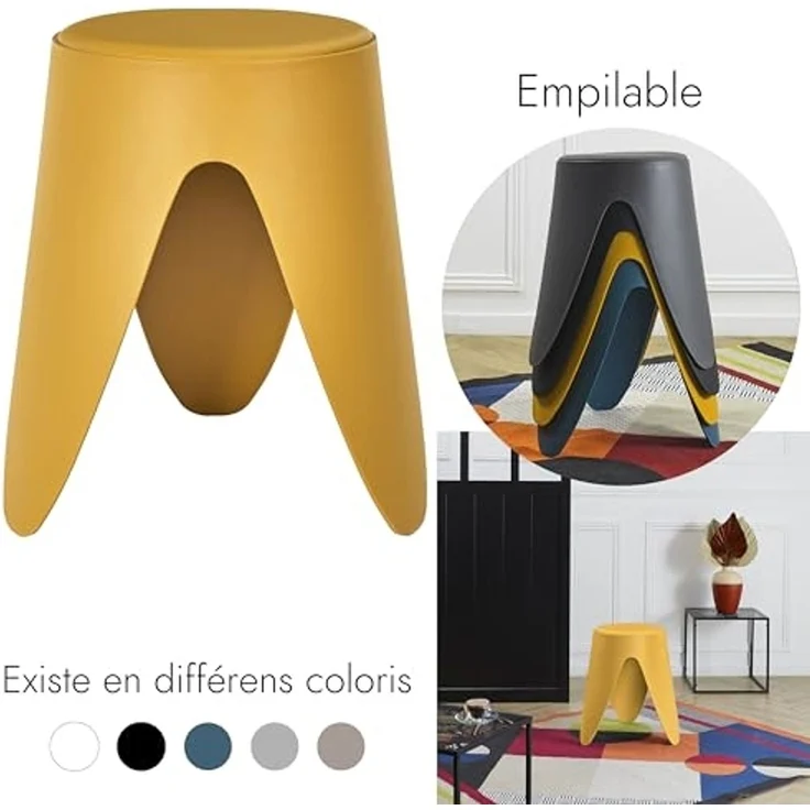 HOME DECO FACTORY, HD0295, Senfgelber Eve-Hocker, Les P'Tits Prix, Zeitgenössisch, Möbel, Sitz, Bank und Hocker, 30x46x30 cm, Sitzhöhe 46 cm, Senfgelb – Bild 3
