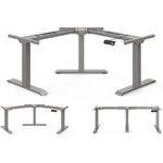 DESQUP Corner Elektrisch höhenverstellbarer Eckschreibtisch | Ergonomischer winkelverstellbarer Steh-Sitz Tisch mit Memoryfunktion | Winkelschreibtisch der Rücken- & Nackenschmerzen vorbeugt (Grau)