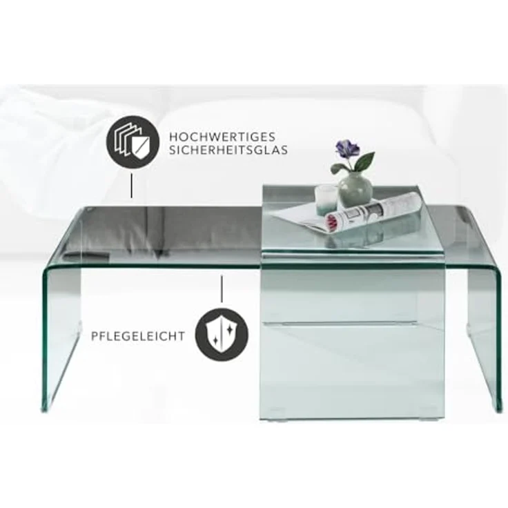 riess-ambiente Couchtisch FANTOME 100cm transparent · Wohnzimmertische aus Glas (Set, 2-St), eckig · Sicherheitsglas (tempered glass) · Modern Design – Bild 4