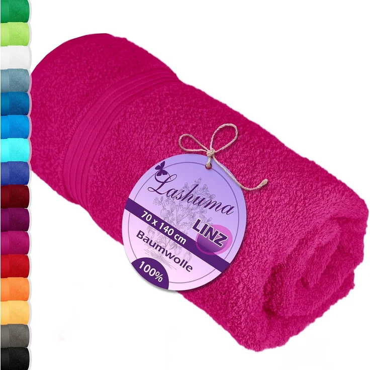 Lashuma Duschtuch Linz, Frottee (1-St), Pinkes Handtuch Baumwolle 70x140 cm
