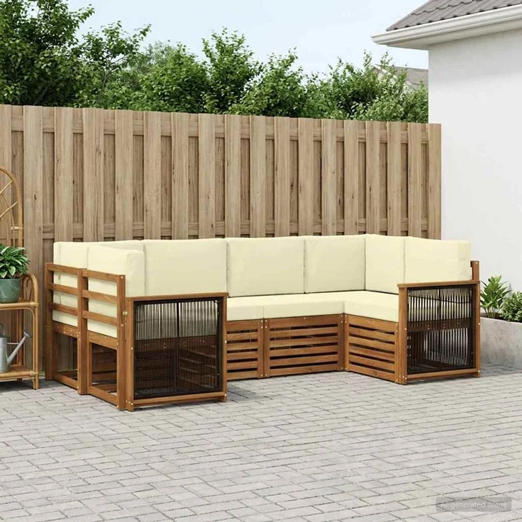 vidaXL Outdoor-Sofagarnitur 6 stk. 6-Sitzer Natur und Creme 3384771 – Bild 1