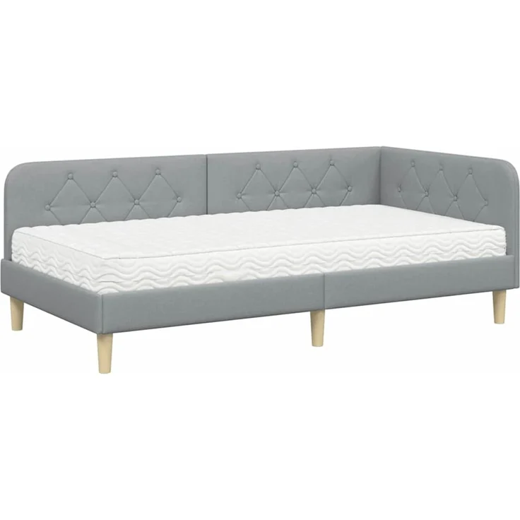 vidaXL Eckbettgestell Hellgrau 90 x 190 cm Stoff 3394109 – Bild 1