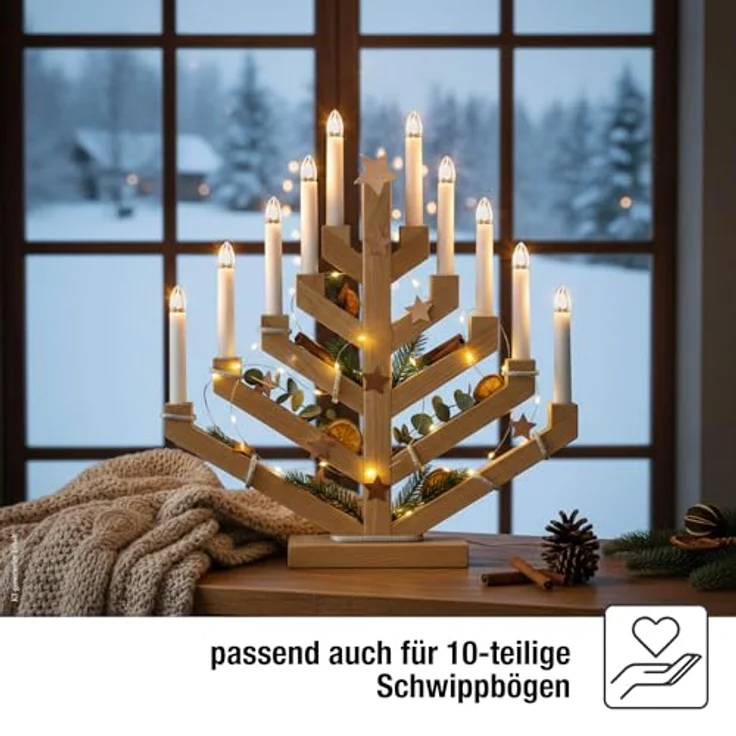 hellum Ersatz-Kerzen für Schwibbogen, 25 Stück 23V 3W Riffelkerze für Weihnachtsbaum Kerzen Lichterketten innen mit 10 Brennstellen, Birnen für Lichterbogen E10/ 23V/ 3W/ 22 Lumen 918113 – Bild 6
