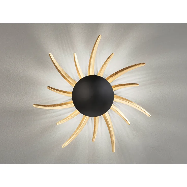 Fischer & Honsel 30545 LED Wandleuchte Sol sandschwarz blattgoldfarben 2700K