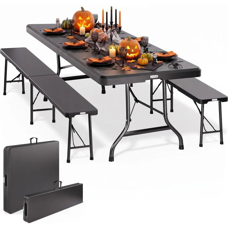 CASARIA® Bierzeltgarnitur Kunststoff 180cm 3-teilig Set