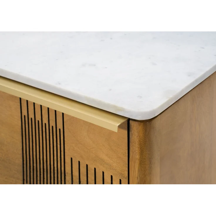 Couchtisch Mango 120x60x45 hellbraun geölt / Marmor weiß MIAMI #110 – Bild 6