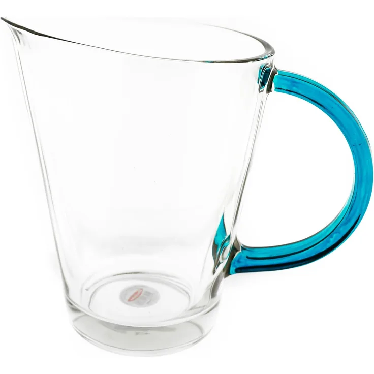 Karaffe mit Griff aus Glas, 1,3 Liter, 20x16 cm Transparent Glaskaraffe Blau