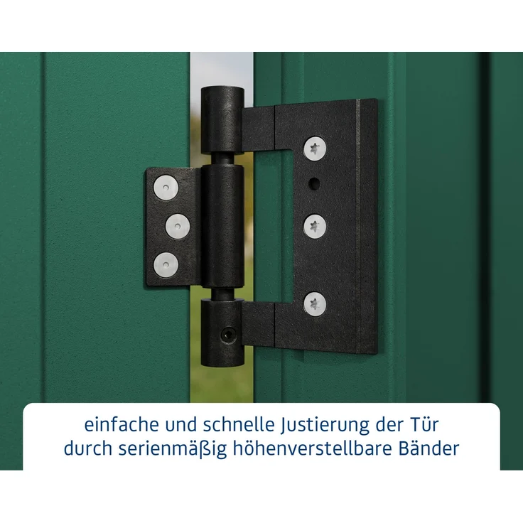Hörmann Ecostar Metall-Gerätehaus Trend mit Satteldach Typ 3, 238x303 cm , moosgrün, 7,2 m²,2-flüglige Tür – Bild 8