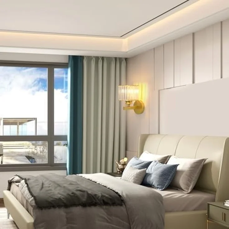 Comely Kristall Wandleuchte für den Innenbereich, Goldene E27 Wandlampe, Kristallwandleuchte Innenwandleuchte für Schlafzimmer, Wohnzimmer, Esszimmer, Flur (ohne Leuchtmittel) – Bild 7