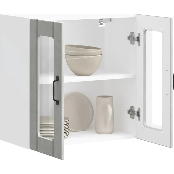vidaXL Küchen-Hängeschrank mit Glastür Lucca Betongrau Holzwerkstoff 853911 – Bild 4