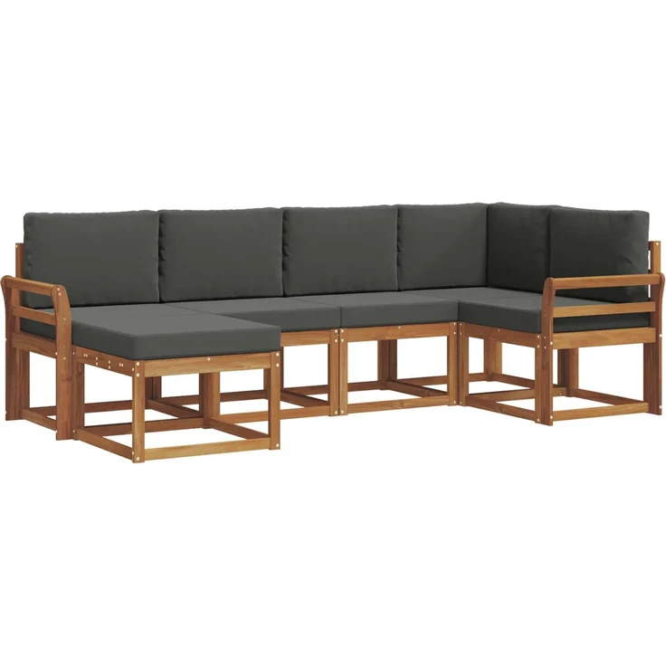 vidaXL Outdoor-Sofagarnitur mit Kissen 6 pcs Natur und Anthrazit 3366640 – Bild 2