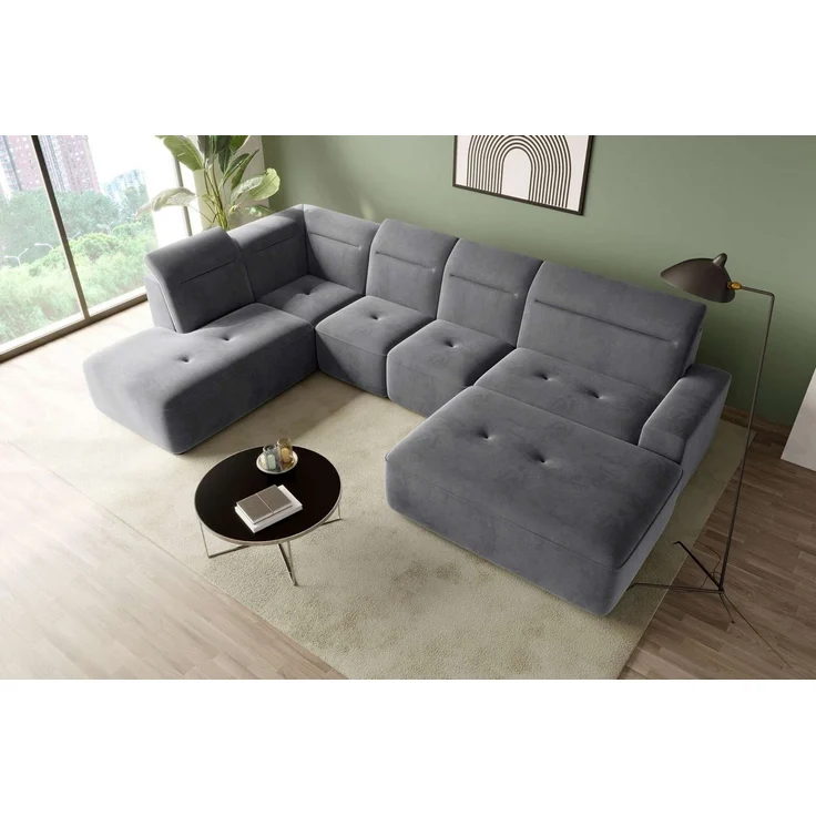 99rooms Wohnlandschaft Elvaro, Sofa, U-Form, Bezug aus Velours PALLADIUM, mit elektrischer Sitztiefenverstellung – Bild 2