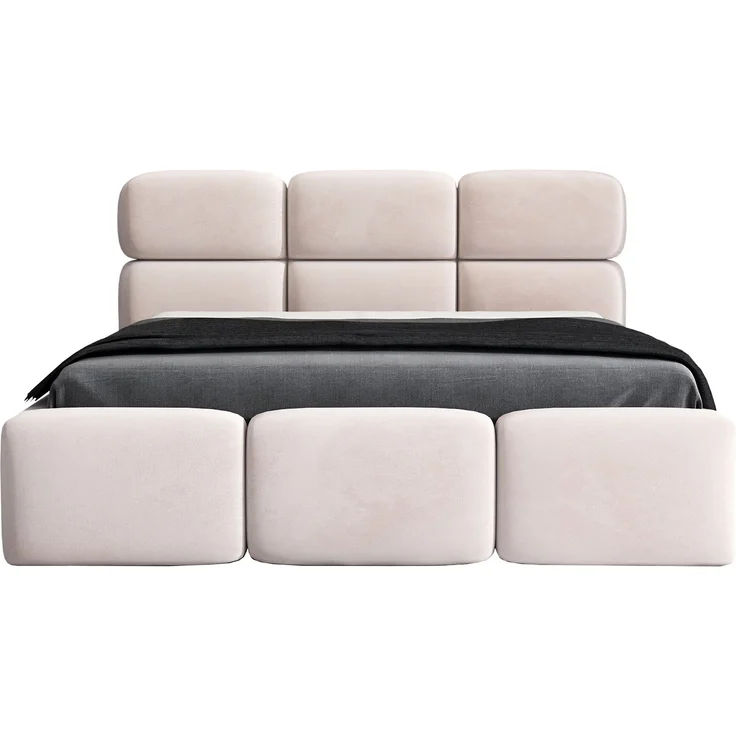 Polsterbett MAROKO 120x200 ohne Matratze mit Bettkasten und Lattenrost. Farbe: Beige 2 – Bild 3