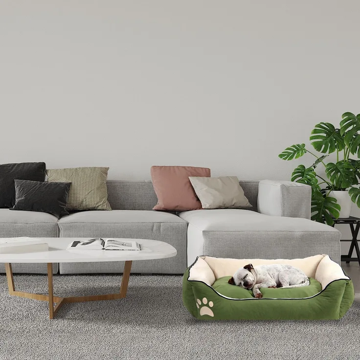 Paws & Whiskers 'Lucy Dog & Cat L - Green' Haustierbett, Grün / Ecru, 75 x 95 x 22 cm