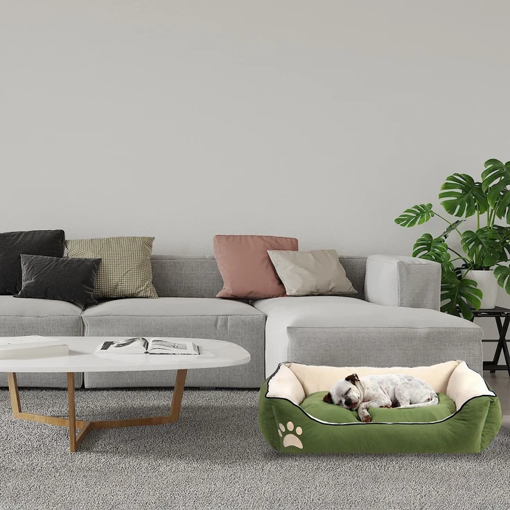 Paws & Whiskers 'Lucy Dog & Cat L - Green' Haustierbett, Grün / Ecru, 75 x 95 x 22 cm – Bild 1