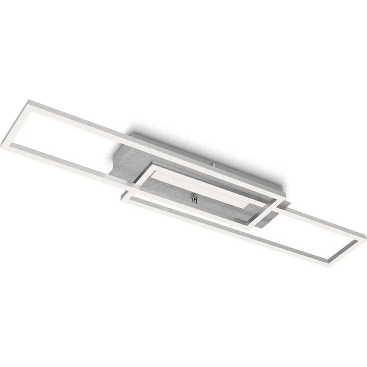 BRILONER Leuchten - LED Deckenleuchte mit Mittellicht, warmweiße Lichtfarbe, getrennt schaltbare LED Deckenlampe, Speicherfunktion, schwenkbare Wohnzimmerlampe, Aluminium gebürstet 3546-018
