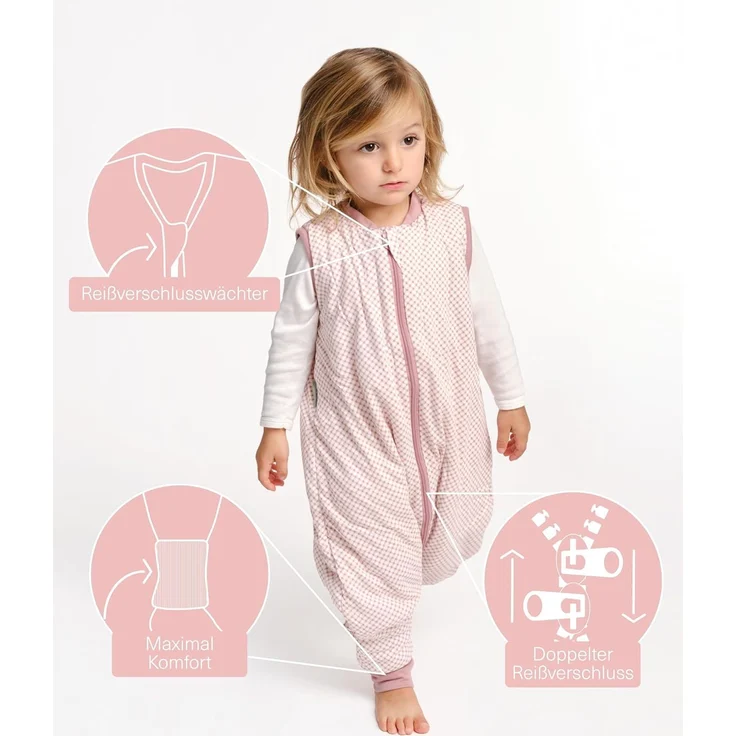 molis&co - Baby Schlafsack mit Füßen - Ideal für Frühling und Herbst - Babyschlafsack mit Füßen 1 tog - Leicht gepolstert - 100% Baumwolle (Oeko-TEX 100), Premium Qualität - Vichy Pink (120 cm) – Bild 3