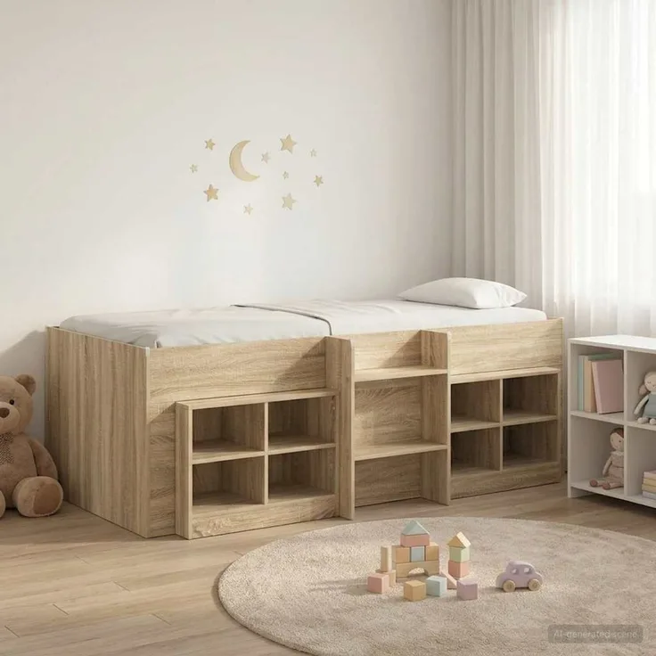 vidaXL Loft Bettgestell mit Schrank 3 Stk. Sonoma-Eiche Holzwerkstoff 3423408