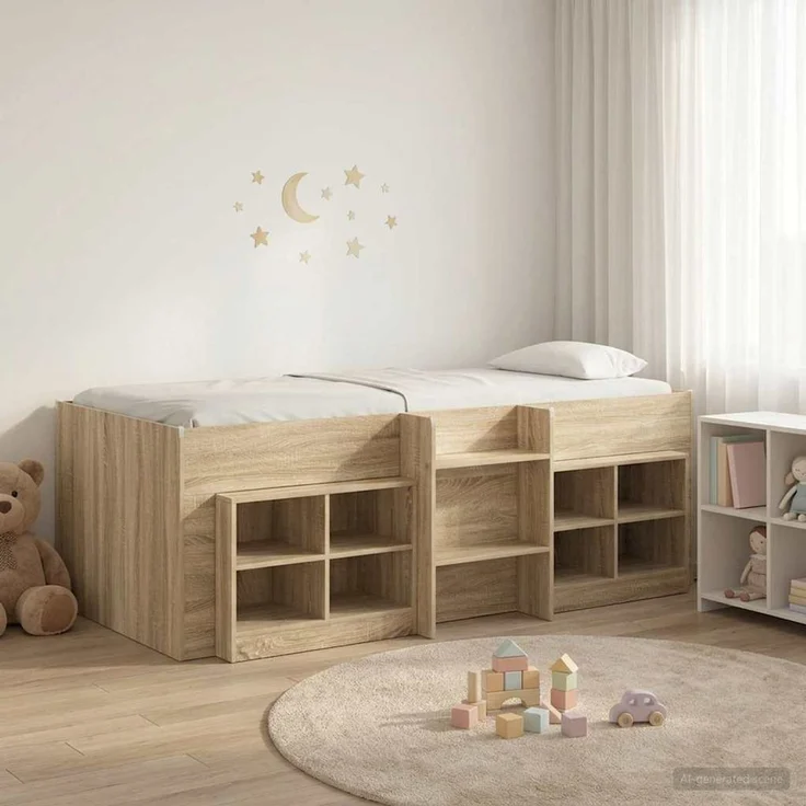 vidaXL Loft Bettgestell mit Schrank 3 Stk. Sonoma-Eiche Holzwerkstoff 3423408 – Bild 1