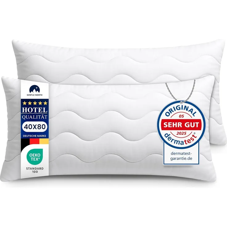 Gentle North Microfaserkissen Hochwertige Kopfkissen in Hotelqualität verschiedene Größen, Füllung: 100% Polyester, Seitschläfer, Rückenschläfer, Seitenschläfer, Bauchschläfer, 1- oder 2-tlg, Reißverschluss für Füllung, waschbar, Made in EU, allergiker...