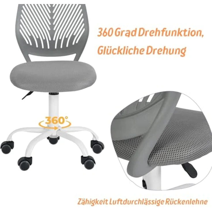 FurnitureR Campingstuhl ergonomisch, höhenverstellbarer Drehstuhl, Netzrückenlehne, 38x40 cm Sitz, 32cm Rückenlehne, Metallfuß, 130kg Tragkraft, Dunkelgrau – Bild 5