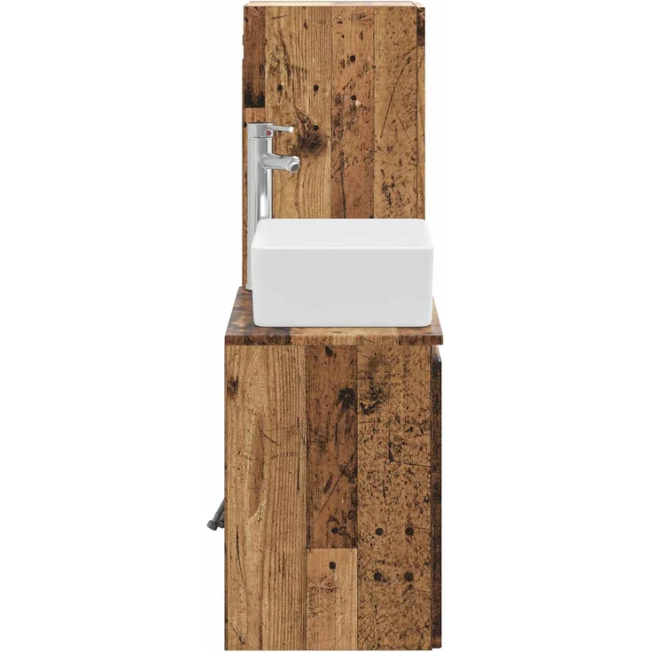 vidaXL Badezimmerschrank-Set 2 stk. Altholz 33 x 34,5 x 100 cm 3406131 – Bild 4