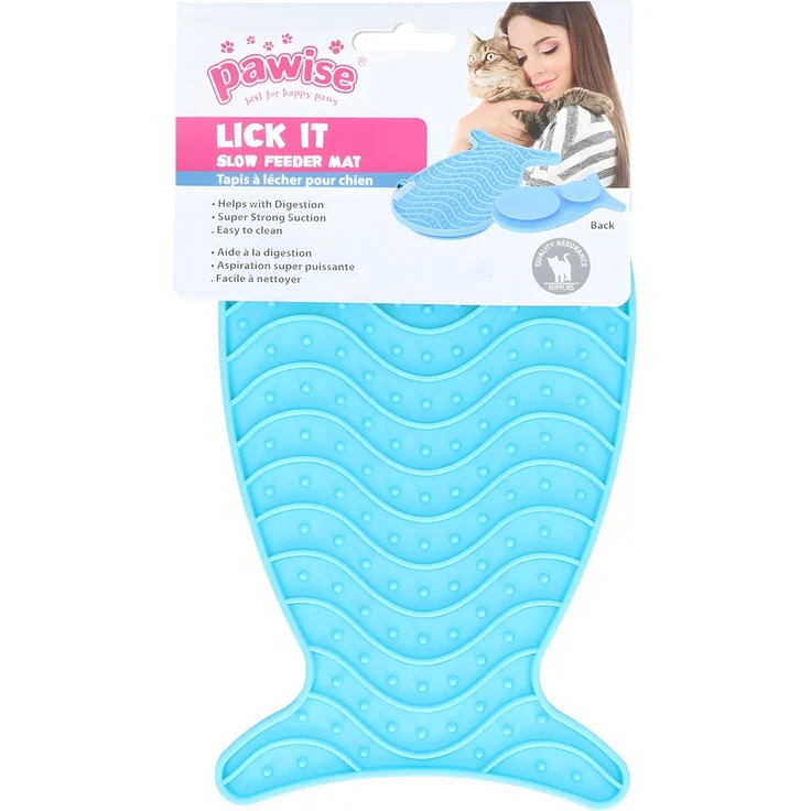 Pawise Futtermatte für Katzen Slow Feeder Lick It mat, blau, 23 x 13 cm – Bild 2