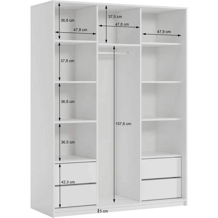Masseno Schwebetürenschrank ORRA Kleiderschrank mit Spiegel und Schubladen Schlafzimmerschrank – Bild 3