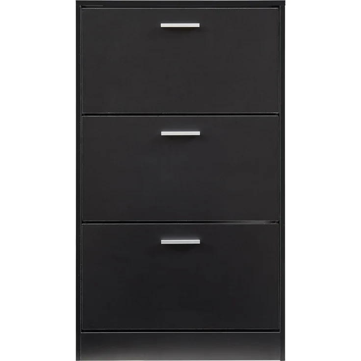 Schuhschrank Sykkylven 103x60x24 cm mit 3 Klappen Schwarz [en. casa] – Bild 6