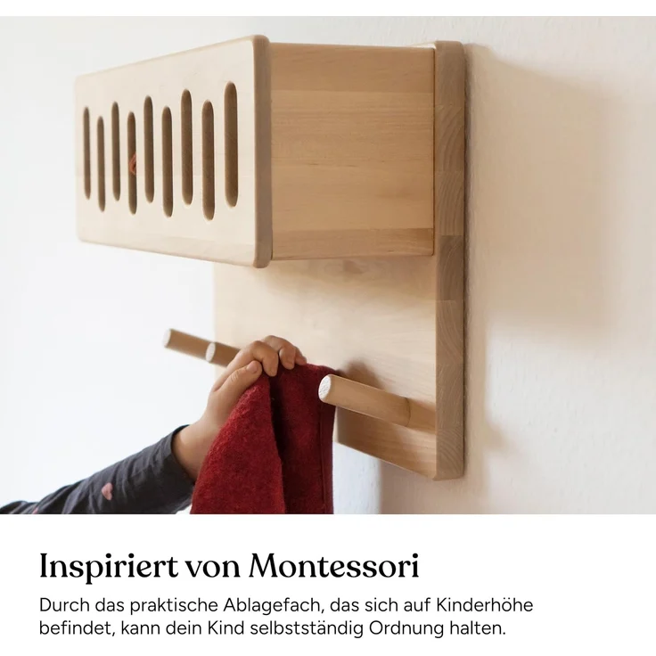 Ehrenkind® Kindergarderobe | Aus robusten Holz | Garderobe Kinder | Groß Weiß Kleiderhaken Kinder | geeignet als Wandregal Kinderzimmer | Kleiderhaken Wand | Kinder Kleiderhaken – Bild 6