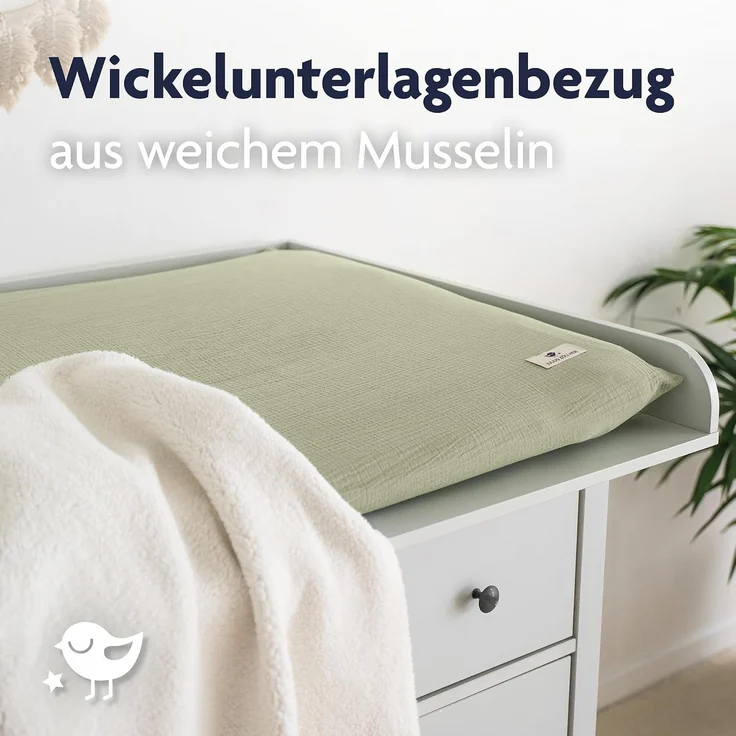 Julius Zöllner Überzug Wickelauflage Musselin lime 75/75 cm – Bild 2