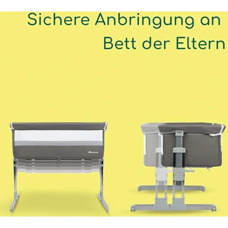 Bebeconfort Beistellbett Calidoo, höhenverstellbares Babybett, gemütlich und weich gepolstert, das Beistellbettchen ist nutzbar ab der Geburt bis max. 9 kg, Grey Mist – Bild 6