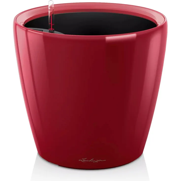 Lechuza 16067 CLASSICO Premium LS 35 Herausnehmbarer Pflanzeinsatz mit patentiertem Griffrahmen, Scarlet Rot Hochglanz, Hochwertiger Kunststoff, Inkl. Bewässerungssystem, Für Innenraumbegrünung
