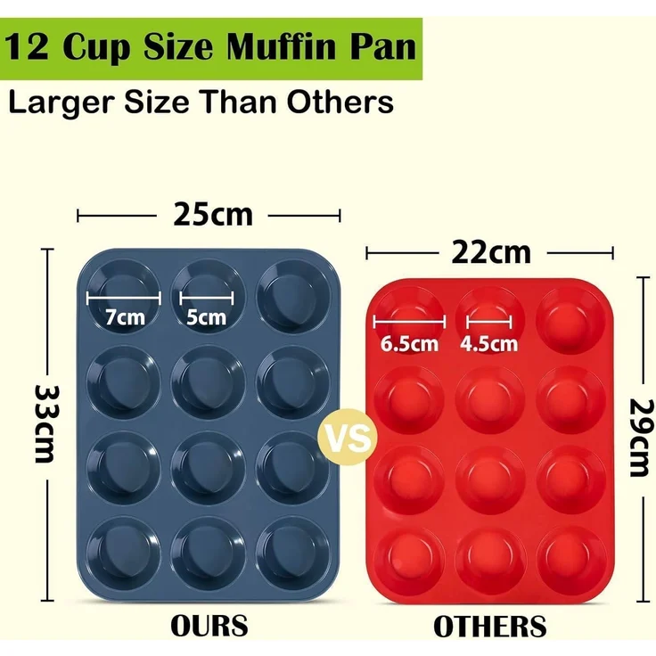 Silikon Muffinform Antihaft Backblech für Muffins Cupcakes Kuchen 33 x 25 x 3 cm – Bild 4