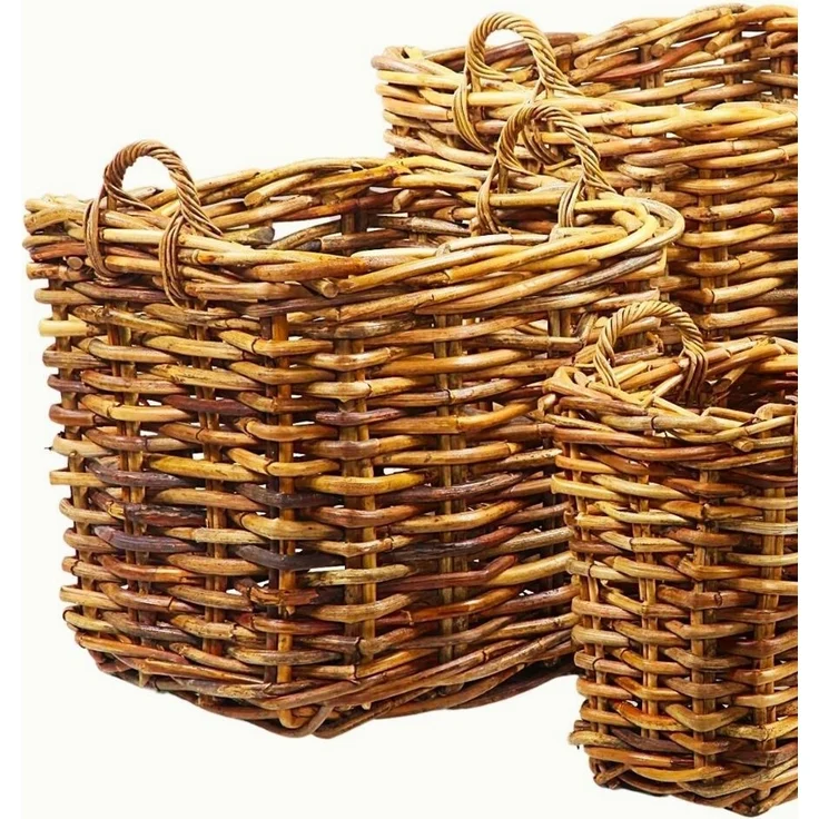 Dickes CL Rattan Korb CESTINO natural ca. 70x70cm Griffe Pflanzkorb Wäschekorb – Bild 4